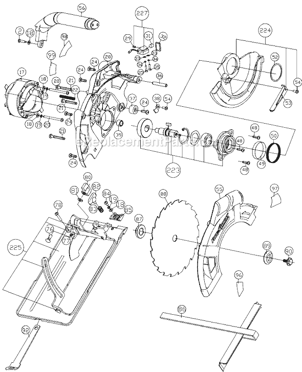 Page B Diagram and Parts List for PC13CSL Type 1 Porter Cable Circular Saw